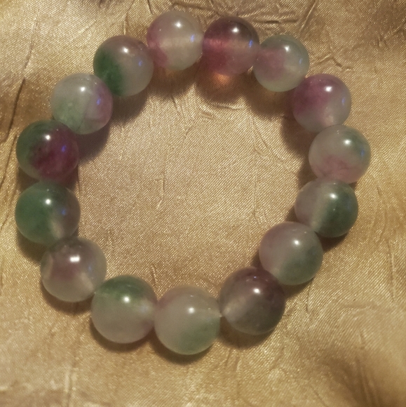 Stunning Tricolor Jade Bracelet- Cleansed, Charged, Healing Genuine Jade - Picture 3 of 4